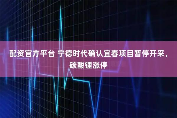 配资官方平台 宁德时代确认宜春项目暂停开采,碳酸锂涨停